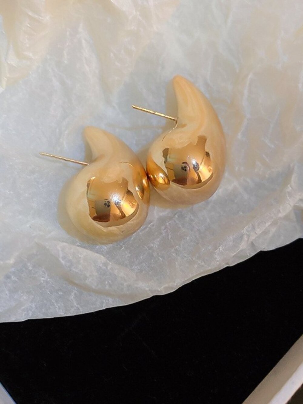 Gold Teardrop Statement Earrings Chunky Gold Stud Earrings Modern Minimalist